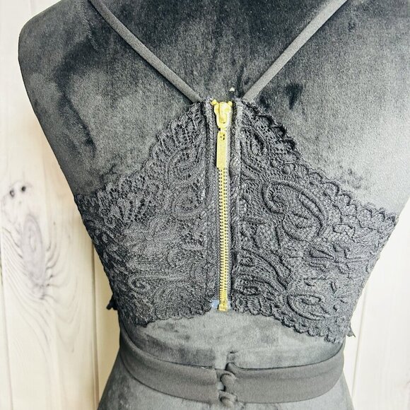 WINDSOR Black 2-Piece Prom Party Evening Gown Sz 3/4 Juniors Lace Back Zip - Picture 7 of 14